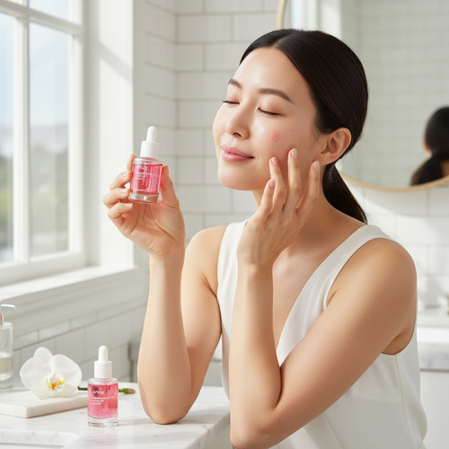 4% Melasma and dark spot remover serum with influencer applying