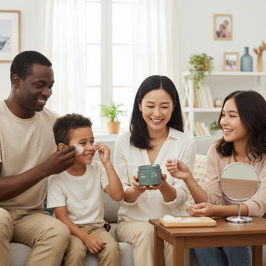 Anua Heartleaf 77% Clear Pad with multiracial family