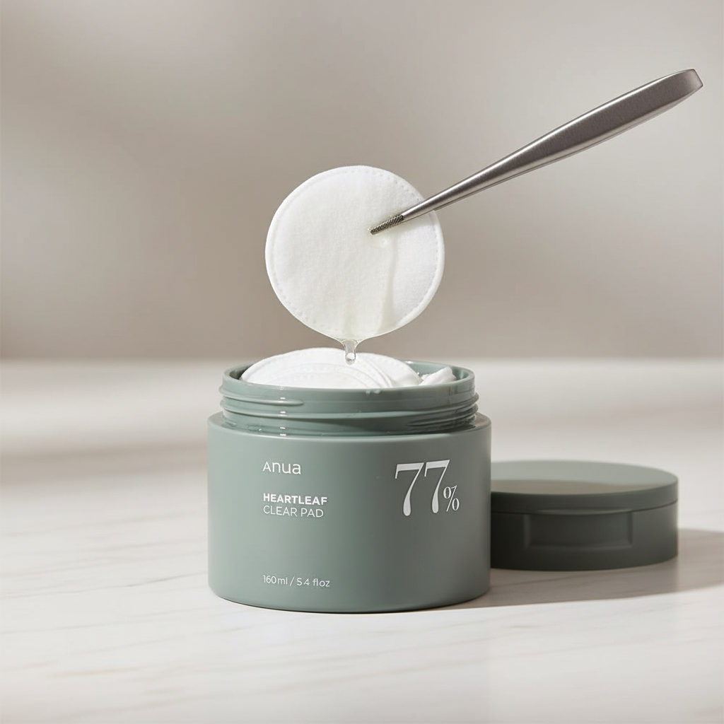 Anua Heartleaf 77% Clear Pad with saturated cotton pad