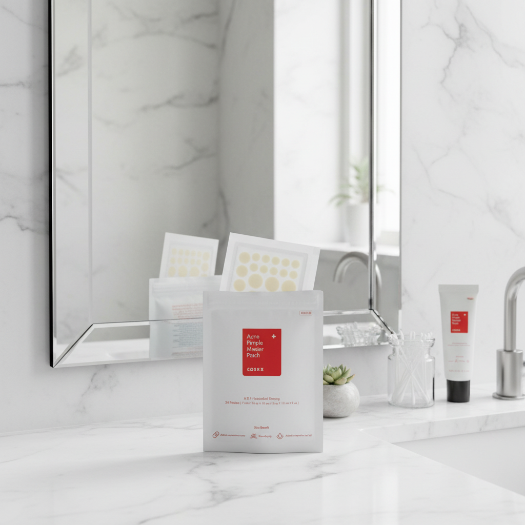 Cosrx Acne Pimple Master Patch in front of mirror
