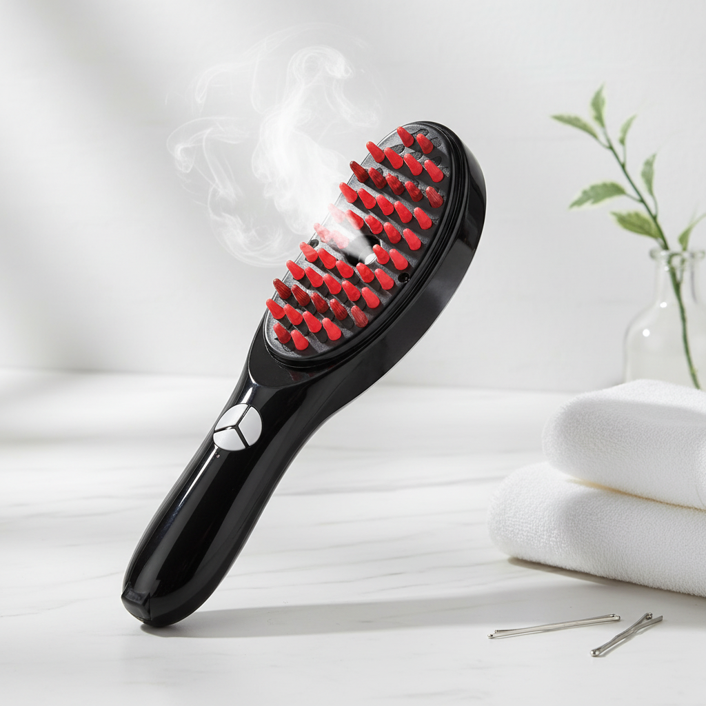 Electric Spray Massage Hair Brush at dynamic angle