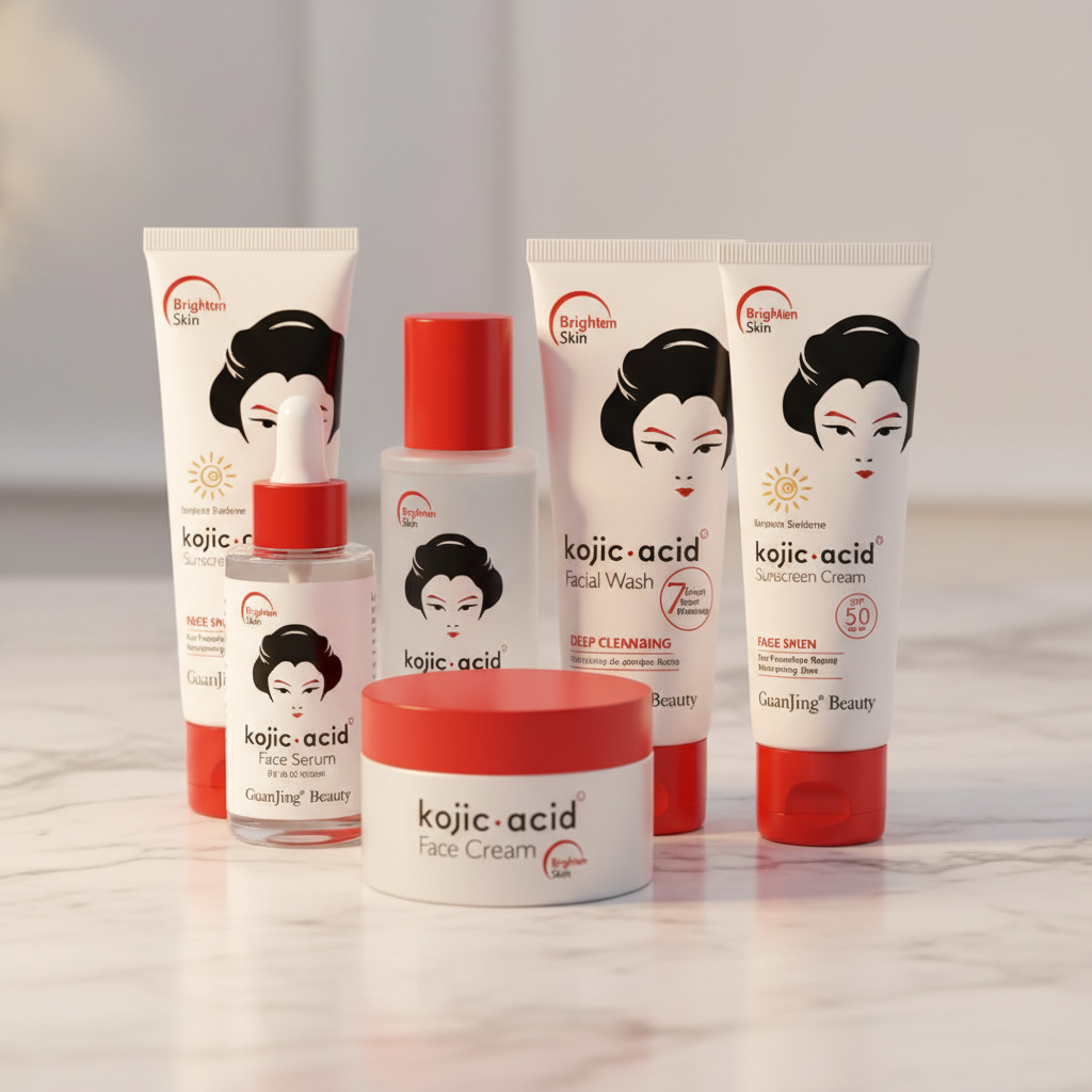 GuanJing Beauty Kojic Acid Skin Care Series 5 Piece Set close-up