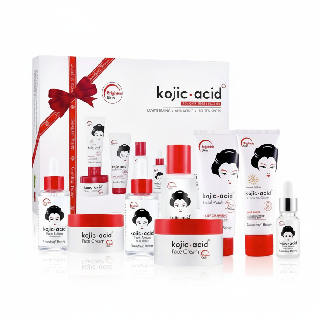 GuanJing Beauty Kojic Acid Skin Care Series 5 Piece Set on white background