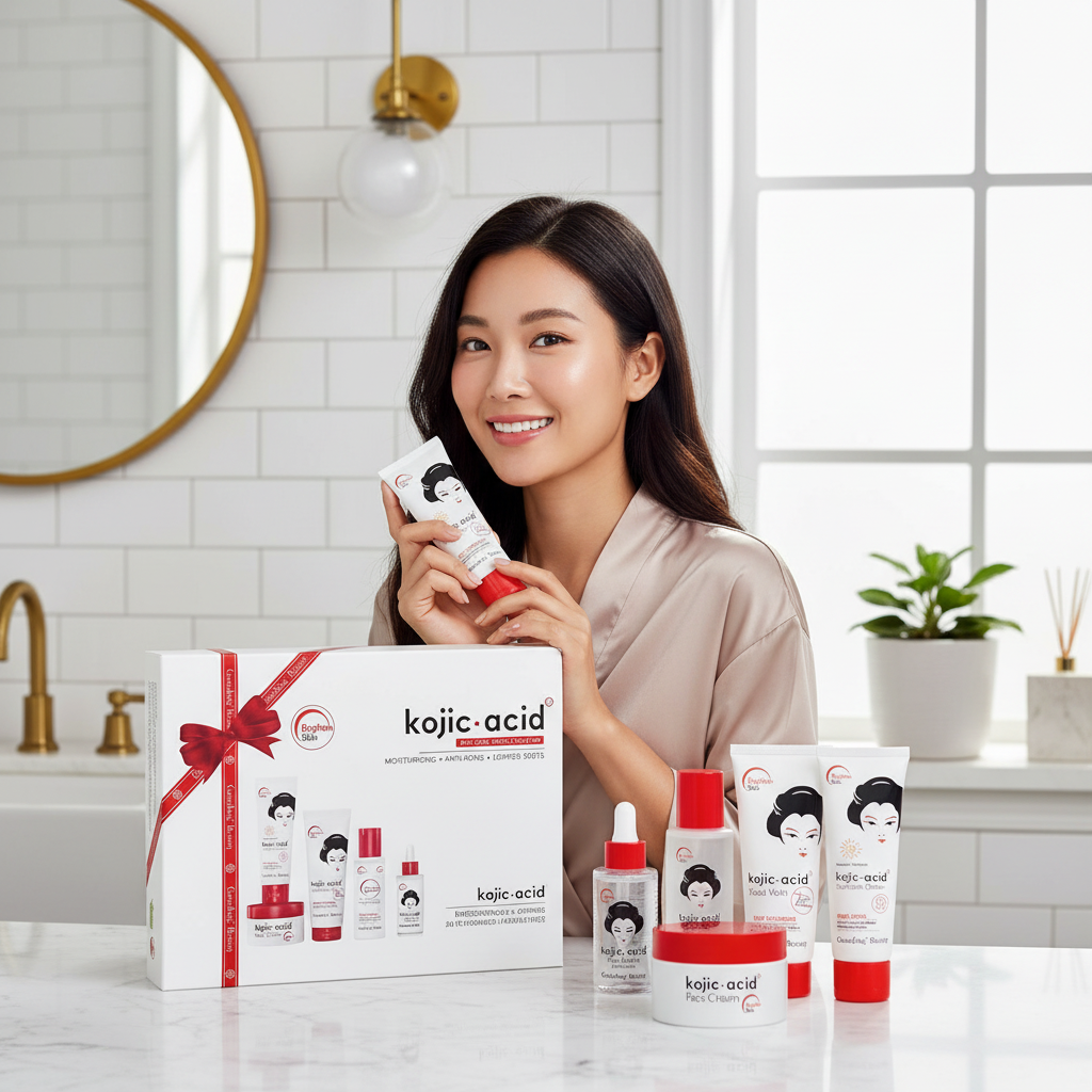 GuanJing Beauty Kojic Acid Skin Care Series 5 Piece Set with influencer