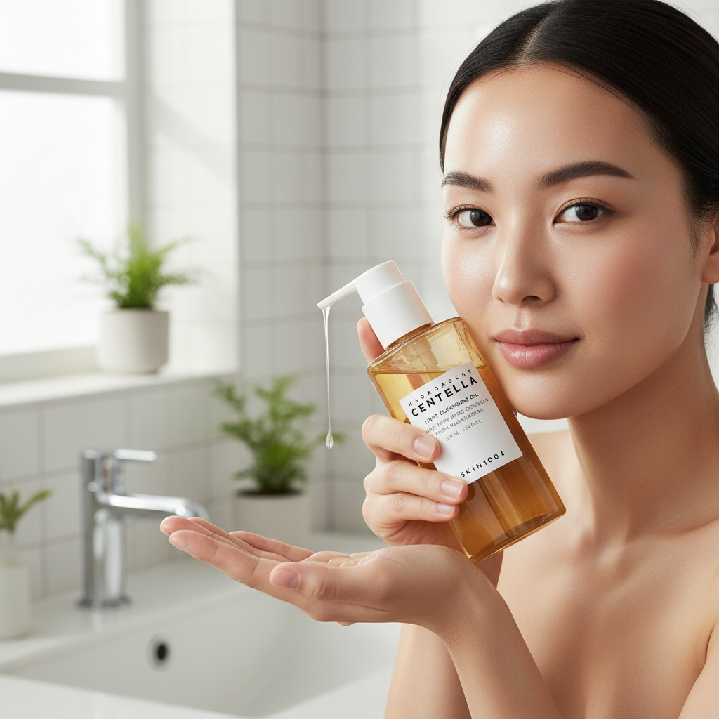 SKIN1004 Centella Light Cleansing Oil with influencer using product