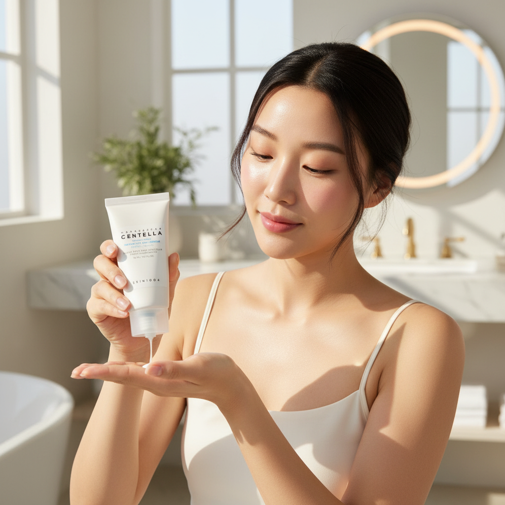 SKIN1004 Centella Water-Fit Sun Serum with influencer