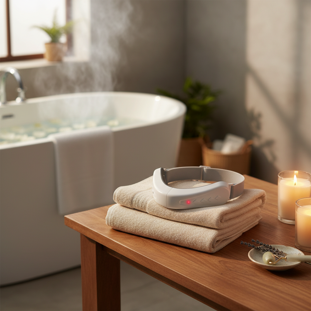 Teckwe V-Shape Facial Massager in comfortable setting