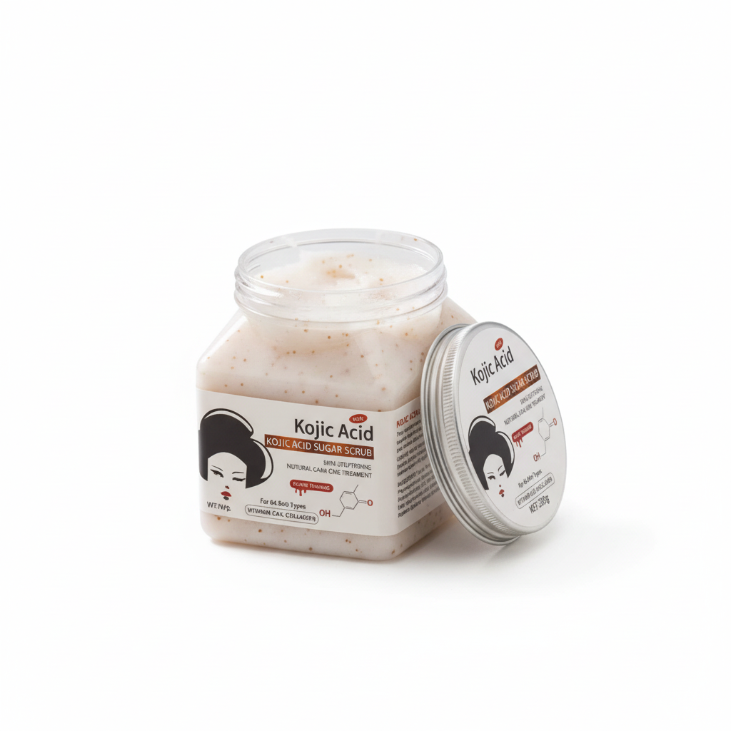 WWP Kojic Acid Face & Body Scrub on white background
